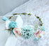 Vivivalue Boho Flower Headband Women Floral Crown Hair Wreath with Ribbon for Wedding Party Festival Photos Blue