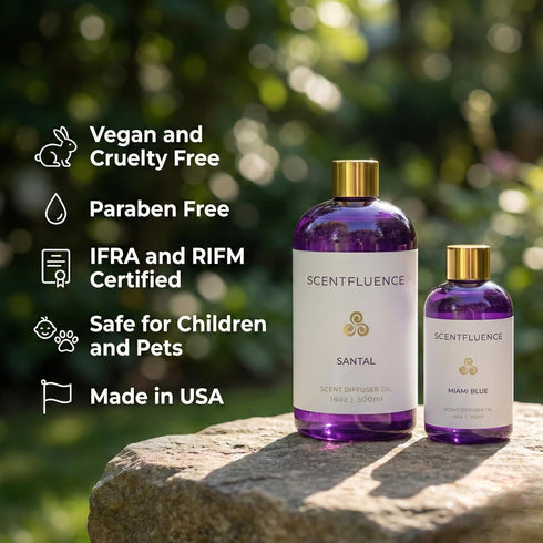 Scentfluence 4oz Santal Diffuser Oil Sandalwood & Cedarwood Oils with Grapefruit, Vetiver, Leather, Citrus, Grapefruit