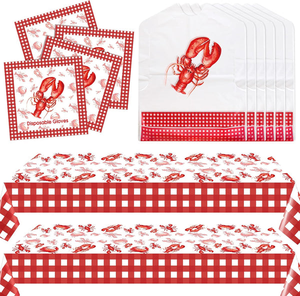 Chicingyou Crawfish Boil Decorations with Plastic Table Cover Disposable Gloves and Lobster