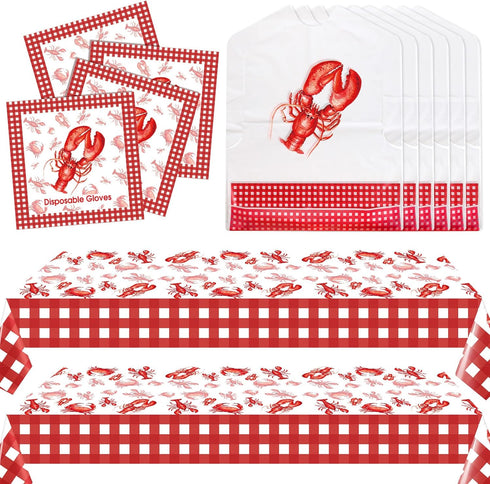 Chicingyou Crawfish Boil Decorations with Plastic Table Cover Disposable Gloves and Lobster