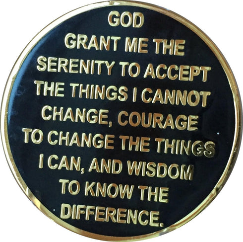 RecoveryChip 2 Year AA Medallion, Elegant Black Gold Silver Bi-Plated Alcoholics Anonymous Chip
