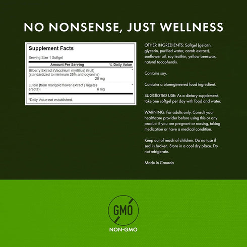 Swanson Standardized Lutein & Bilberry Natural Supplement for Eye Sight & Health - 120 Softgels