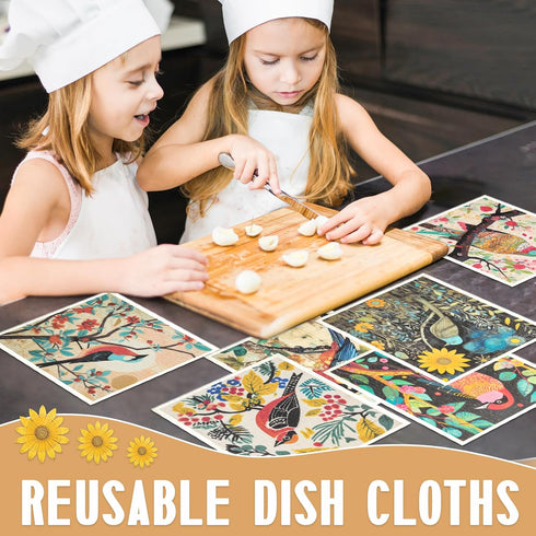 Swedish Dishcloths for Kitchen, 6-Pack Reusable Paper Towels with 3 Clips, Strong Absorbent Microfiber Towels