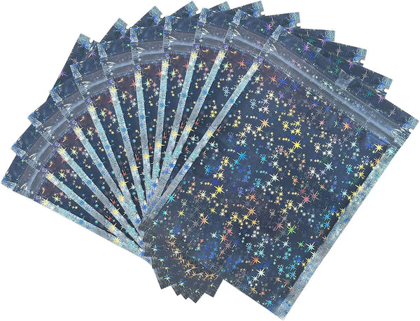 Holographic Bags 4x6 Inch, 100PCS Star Pattern Resealable Mylar Zip Lock Bags for Food Storage and Jewelry
