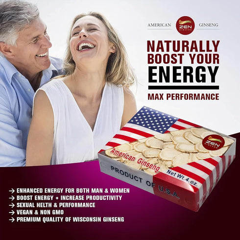 1 Box of Hand Selected American Wisconsin Ginseng Slice, 4 Oz, Boost Your Immune System Fast