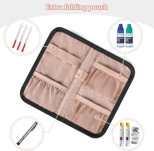 Yarwo Diabetic Travel Case for Blood Glucose Monitor, Insulin Syringes, Diabetes Supplies Storage Bag (Black)