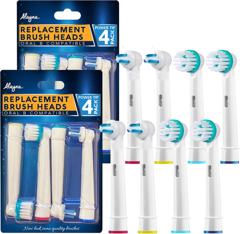 Replacement Brush Heads for OralB Braun Professional Ortho & Power Tip Kit- 8 Pack Compatible Orthodontic Electric Toothbrush Head Fit The Oral-B Pro 1000, Kids Plus!