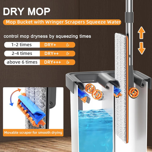 Set Home,61" 4 JUDRDO Mop and Bucket with Wringer for Flat Mop and Bucket System for Floor Cleaning,Wet Dry Mop Window