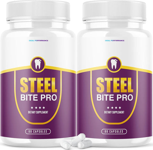 IDEAL PERFORMANCE (2 Pack) Steel Bite Pro Teeth Supplement for Dental Repair, 120 Capsules
