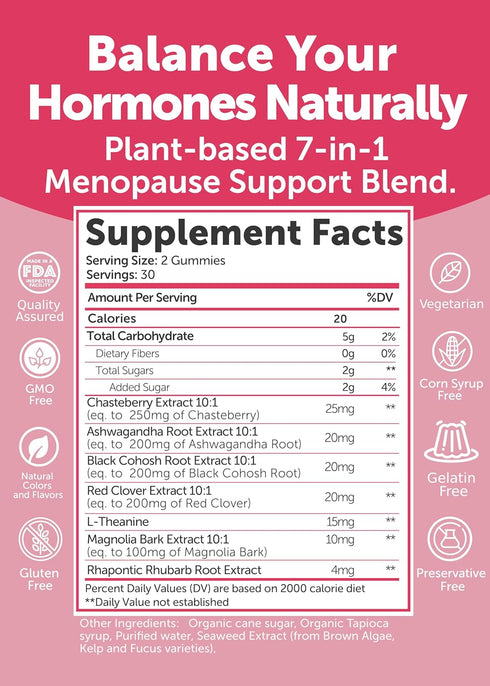 Gummies 60ct Lunakai USA Made Menopause Relief Natural Menopause Supplements for Women with Black Cohosh & L-Theanine