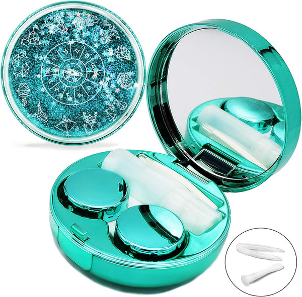 Contact Lens Case, Cute Travel Size Eye Colored Contacts Applicator Remover Tool Kit with Mirror