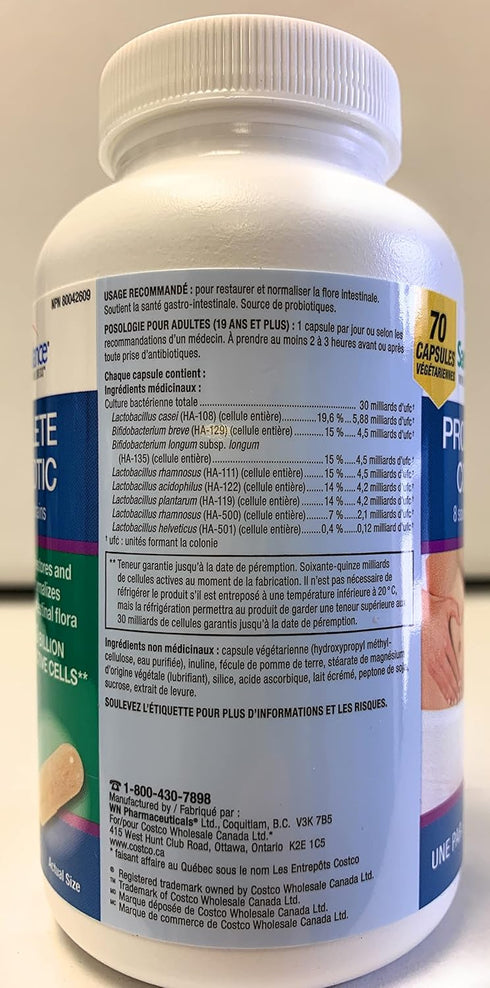 HealthBalance Complete Probiotic - 8 Strains, 30 Billion Active Cells, 70 Vegi Caps for Digestive Health