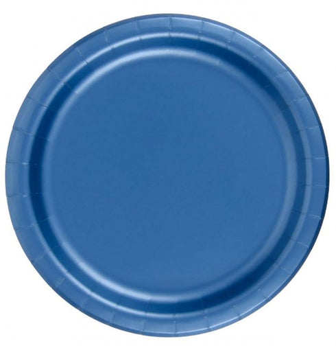 Party Favors Plus 24 Plates 9" Paper Dinner Lunch Plates Wax Coated - Royal Blue