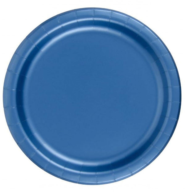 Party Favors Plus 24 Plates 9" Paper Dinner Lunch Plates Wax Coated - Royal Blue
