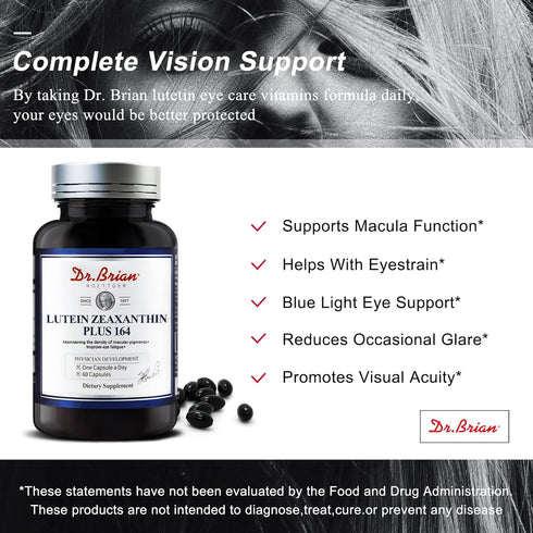 Dr. Brian Eye Vitamins Lutein & Zeaxanthin Capsule, 16mg Lutein, 4mg Zeaxanthin, 5mg Astaxanthin, Vision Health