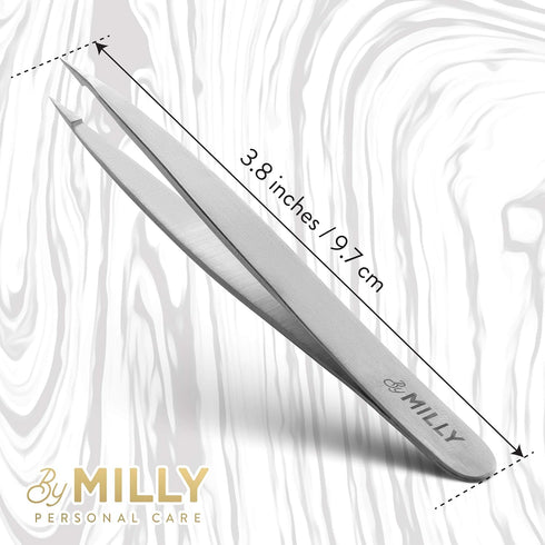 Pointed Tweezers - High Carbon Stainless Steel Needle Nose, Fine Point Precision Hair Removal, Silver
