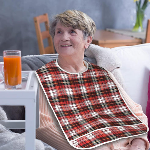 Waterproof Adult Bibs with Crumb Catcher - Reusable Dining Protector