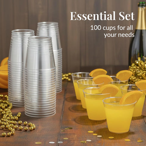 Pack 400 5oz Prestee of Small Clear Plastic Cups - Disposable Cocktail Glasses - Stackable Plastic Party Tumblers