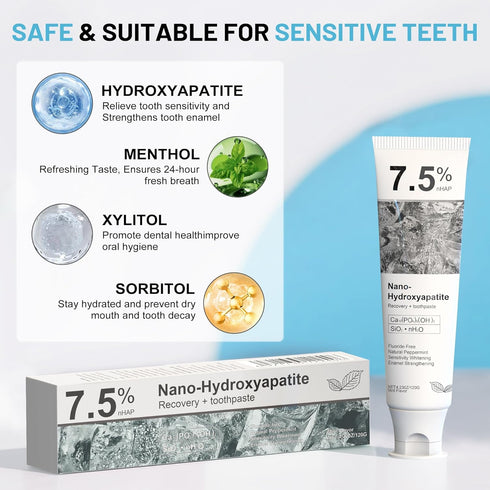 PXHADSMIER 2 Hydroxyapatite Toothpaste for Advanced Enamel Protection, Gentle and Effective Formula, Fresh Breath