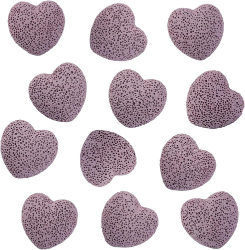 Set, 0.9 Inch, 10 rockcloud Purple Lava Rock Stone Heart Shape Pocket Stones Dyed Lava Rocks Aromatherapy Essential Oil