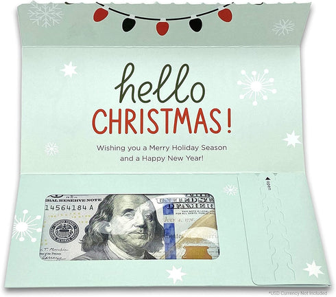 Holiday Card | Zip-Open Money Holder with Clear Plastic Window for Cash, Check, & Gift Card (Penguin)