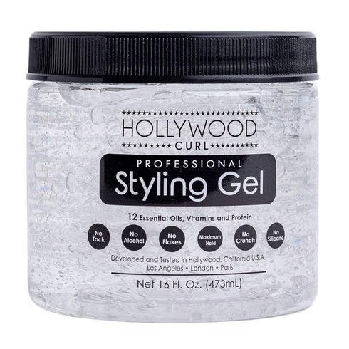 Hollywood Curl Styling Gel with Protein for Wavy & Curly Hair, Natural Hair Product for Women & Men, 8 Fl. OZ.