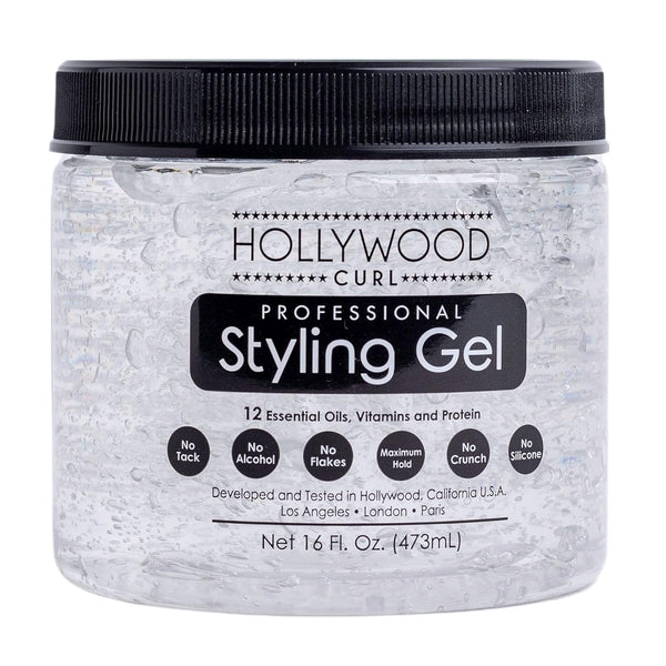 Hollywood Curl Styling Gel with Protein for Wavy & Curly Hair, Natural Hair Product for Women & Men, 8 Fl. OZ.