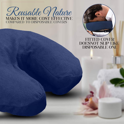 London Linens Pack of 4 Blue Premium Extra Thick 100% Cotton Flannel Massage Tables Face Cradle Covers