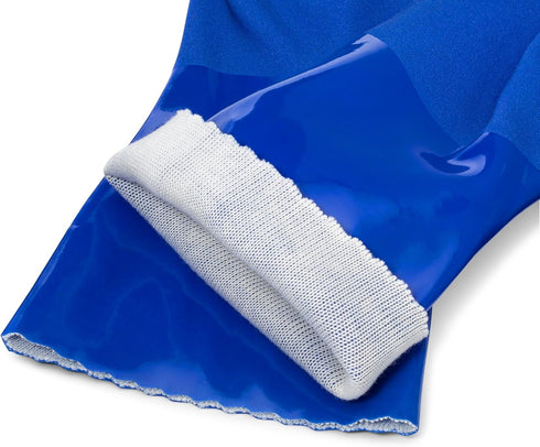 kitchen-star Ultimate Rubber PVC Gloves, Large, Blue, Comfortable Cotton Lining, Anti-Slip, Extra Thickness