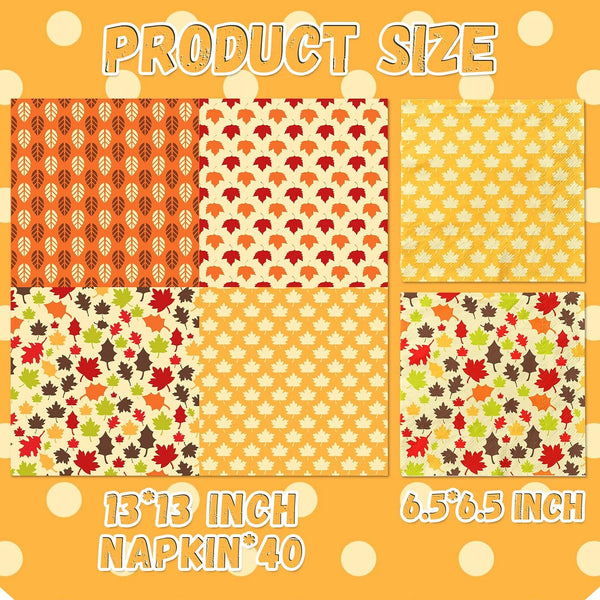 HAKOTI 40Pcs Fall Napkins, Fall Maple Leaves Fall Paper Napkins Disposable Fall Party Decorations Napkins