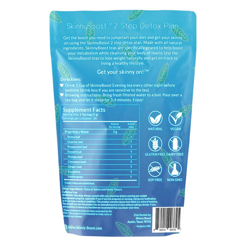 Skinny Boost Evening Detox Tea, 14 Tea Bags, Supports Detox and Cleanse, 100% All Natural, Vegan, Non GMO
