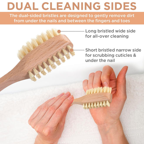 Takavu Nail Brush, Pure Boar Bristles Natural Wood Handle for Scrubbing Fingernail Toenail Hygiene