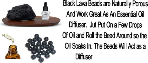 Beaded Essential Oils Diffuser Lanyard, Black Lava, 34" for ID Badge Card Holder, Teacher Gift, Nurse