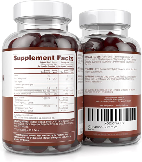 Purify Life Gummies (2,000mg/Serving) 7-Keto 60 Sugar-Free Ceylon Cinnamon Vegan, Gluten-Free Herbal Cinnamon