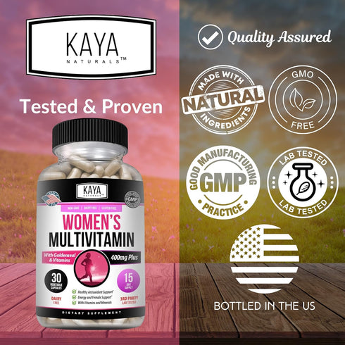 Kaya Naturals Women's Multivitamin, Antioxidant, Immune Support, Vitamins A, D, C, E, Biotin, & Multi-Mineral, 30 Count