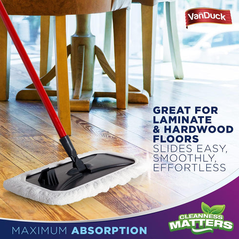 VanDuck 100% Cotton Terry Mop Pads, 15x8 Inches, 3-Pack - Terry Cloth Mop Covers (Handle Not Included)