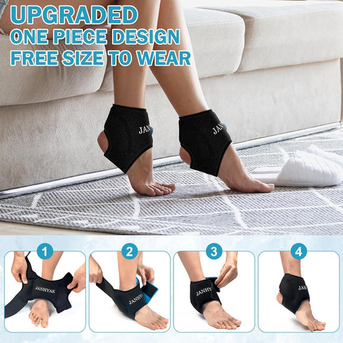 Ankle Ice Pack Wrap for Swelling, Reusable Gel Ice Pack for Sprained Ankle Injuries, Hot Cold Therapy for Foot Pain