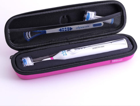 Triple Bristle Sonic Toothbrush Travel Case, Portable Breathable Hard Carrying Bag for Traveling, Pink