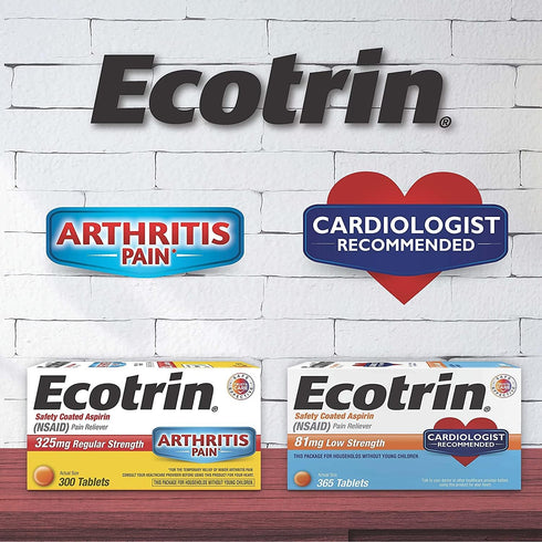 Ecotrin 81 mg Low Strength Safety Coated Aspirin, 150 Tablets, Pack of 2