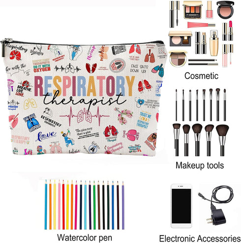 Respiratory Therapist Gifts Makeup Bag, RT Gift for Women, Work Adult Humor Employee Pulmonology Nurse Coworker