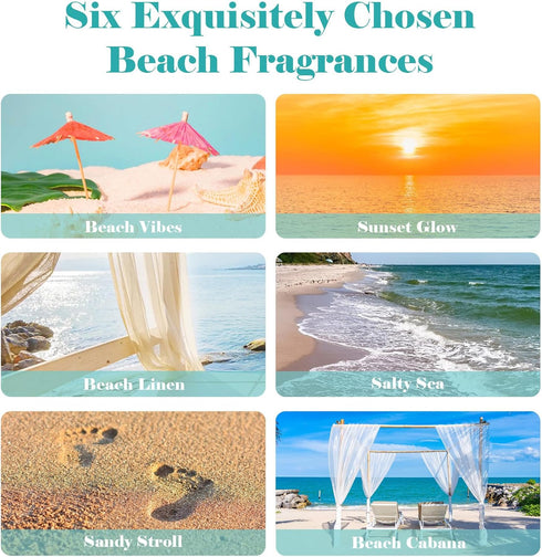 Set, Summer Sunset 6x10ml AmaKane Beach Fragrance Oil Essential Oils for Diffuser for Home, Candle Soap Making Scents