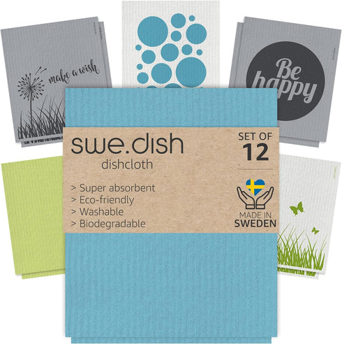 Sanni Shoo Swe.Dish - Swedish Dishcloths for Kitchen, Cleaning & Washing Dishes, Reusable Paper Towels - Made of Cotton