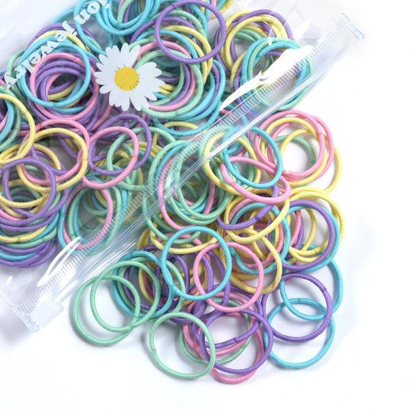 Youxuan Small Hair Elastics for Girls, 100 PCS Soft Comfy Rubber Bands, Multi Color Hair Ties