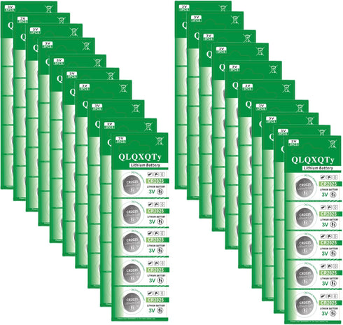 QLQXQTy 100PACK CR2025 Battery Button Cell Battery 2025 Lithium Coin Batteries 3V