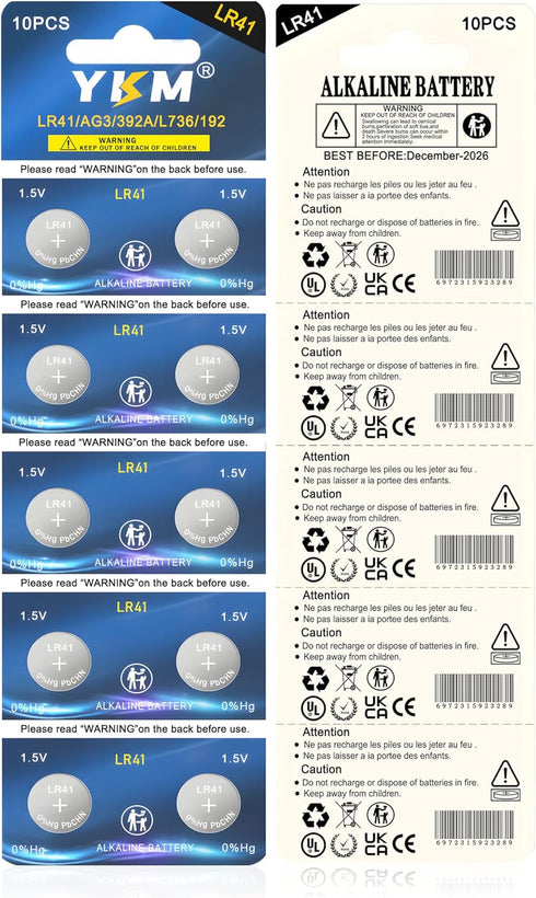 LR41 Battery AG3 LR41 1.5V Alkaline Batteries, 20 Pack for Watch, Thermometer, Button Battery