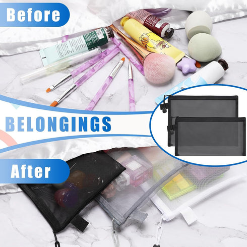 15 Pcs Mesh Zipper Pouch, Makeup Bags, Nylon Mesh Travel Bags, Zipper Pouches for Organizing Travel