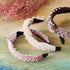 WILLBOND 3 Pieces Knotted Headband Set for Women, Retro Velvet Pearls Hair Accessories (Beige, Pink, Pale Mauve)