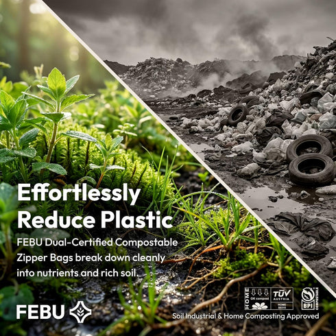 Pack, 260 Count 90 90 50 30 FEBU Compostable Food Storage Bags Variety | Compostable & Biodegradable | PFAS & BPA Free