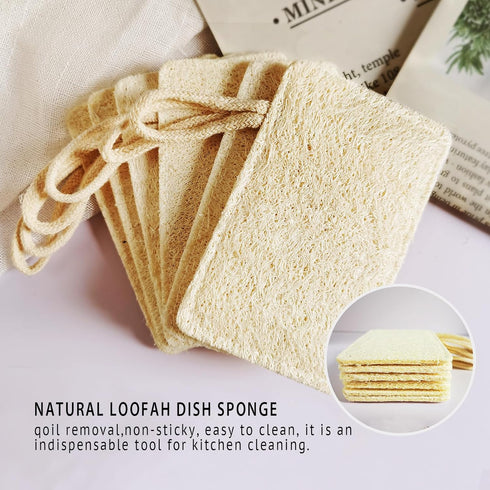 Natural Loofah Kitchen Dish Sponges Scrubber (6 Pack), Non-Scratch Eco-Friendly Plant Fiber Biodegradable Loofah Sponges