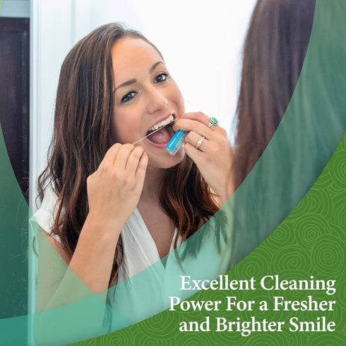 Refillable Silk Dental Floss – 100% Silk Floss with Mint Flavor, Includes 1 Refillable Glass Container and 2 Spools